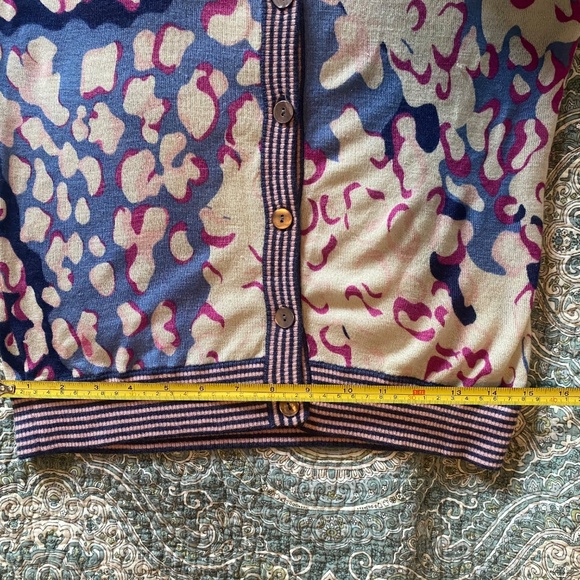 Diane Von Furstenberg Summer Cashmere Short Sleeve Print Vintage Cardigan Small - Picture 5 of 9
